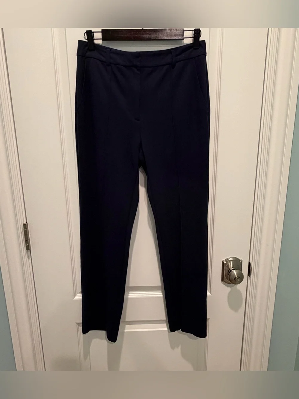 J. McLaughlin Women's Navy Blue Pants Size 4 Raised Crease Detail Preppy